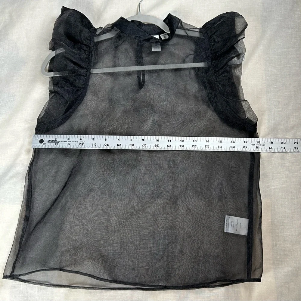 Joie Black Sheer Ruffle Sleeve Blouse - Picture 9 of 10